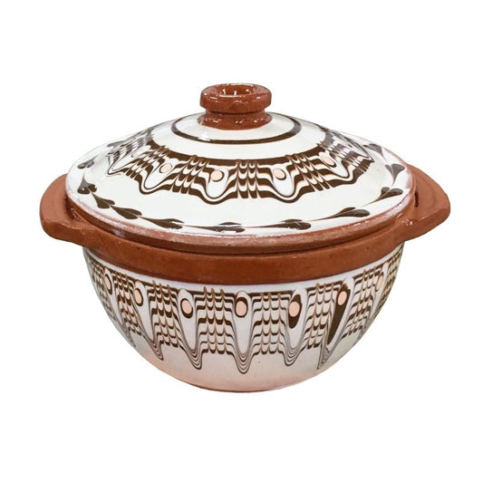 Tonschüssel ohne Griffe mit Deckel /Глинено гюведже с капак 650 ml