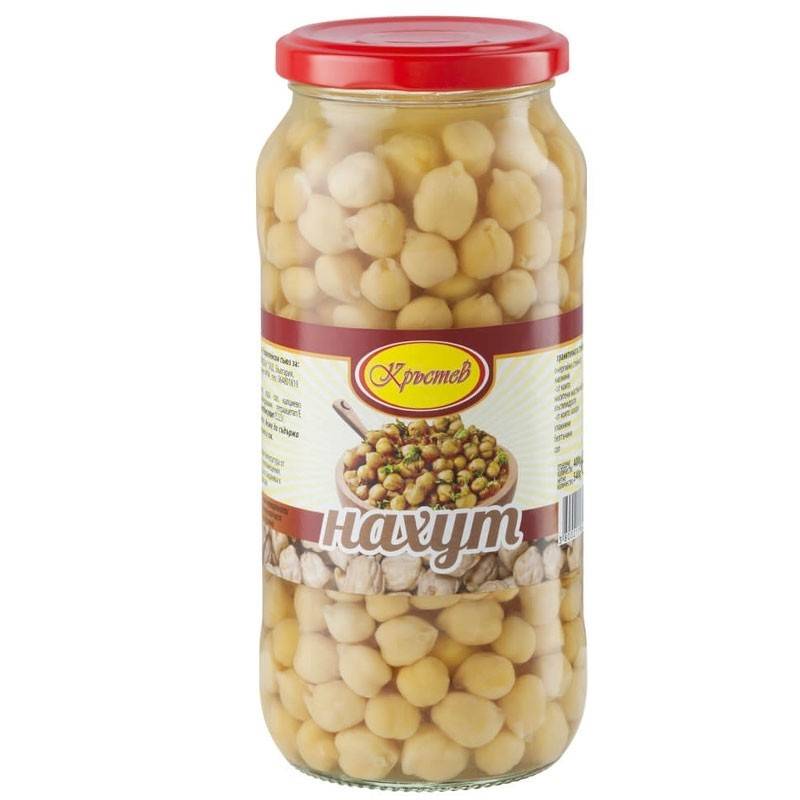 Krastev Kichererbsen Нахут aus Bulgarien, essfertig in 540g Glas – ideal für Salat und Hummus in der Kategorie Trockenbohnen.