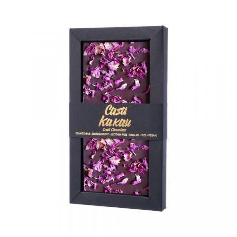 Schokolade mit bulgarischen Rosenblättern Casa Kakau vegan 70g