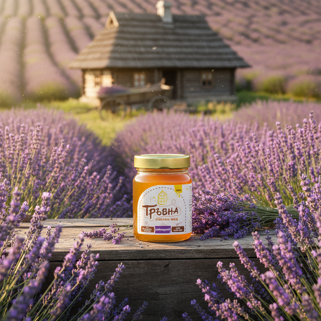 Lavenderhonig „Travna“460g im Glas mit goldfarbenem Deckel, Unbenannt Product September – Shop Now, neu im Sortiment.