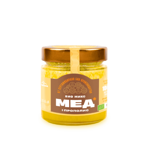 Honig mit Propolis - Bulgarien im Glas, naturrein und aromatisch, Bio-Qualität, ideal zur Immunstärkung und als natürliche Süße.