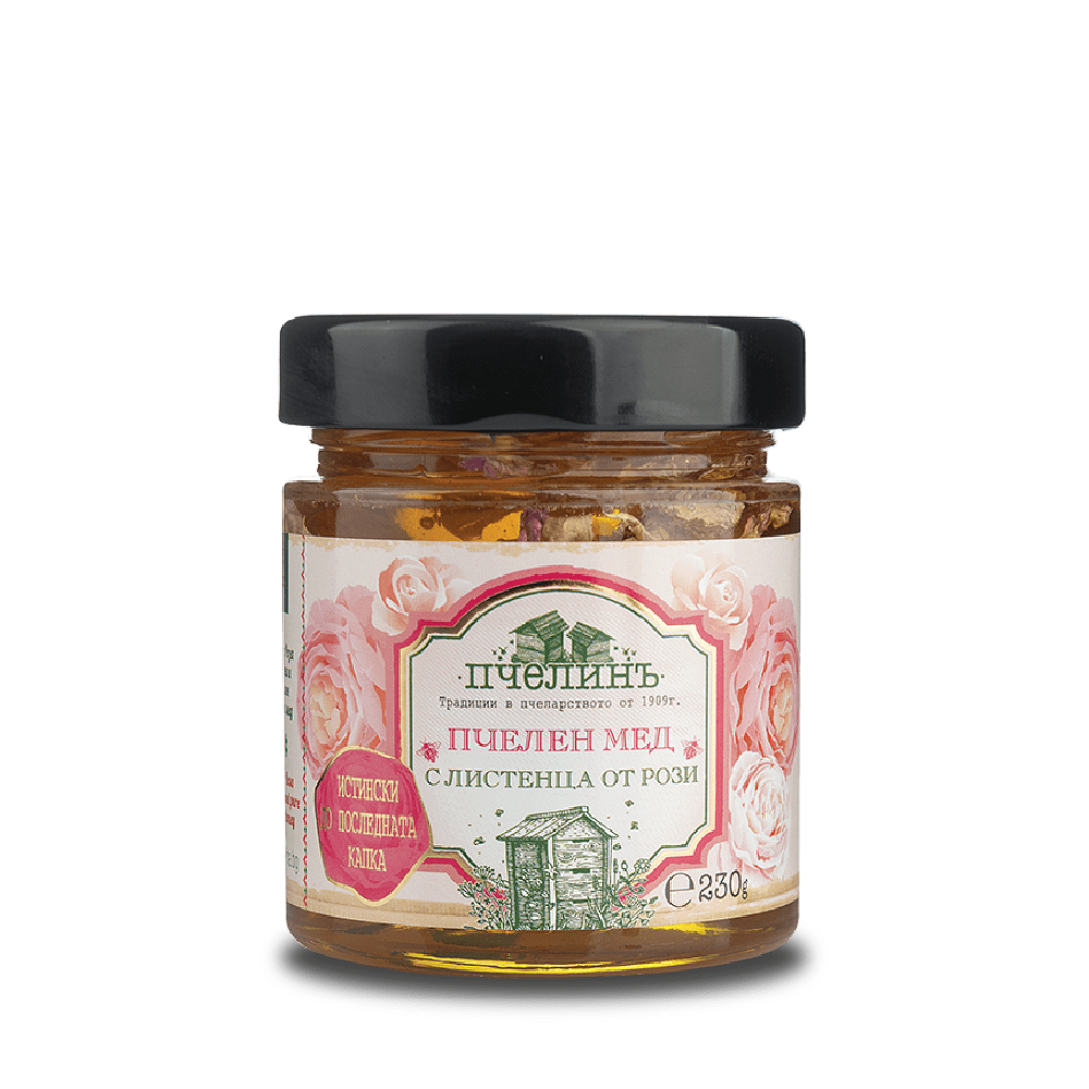 Pcelin Bienenhonig mit Rosenblättern 230g