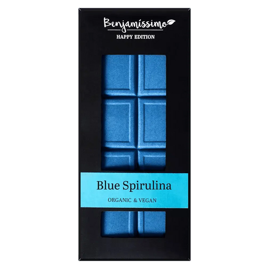 Bio vegane glutenfreie Schokolade Blue Spirulina 60g Benjamissimo Happy Edition - Bulgarian TreasuresBulgarian Treasures