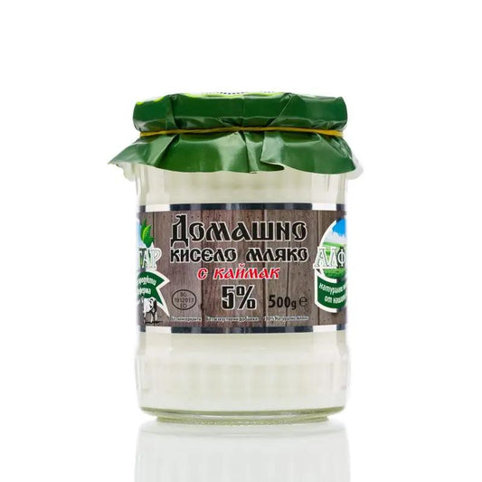 Hausgemachter Joghurt mit Rahm aus Kuhmilch 5% Fett " Alfatar" 500g - Bulgarian TreasuresBulgarian Treasures