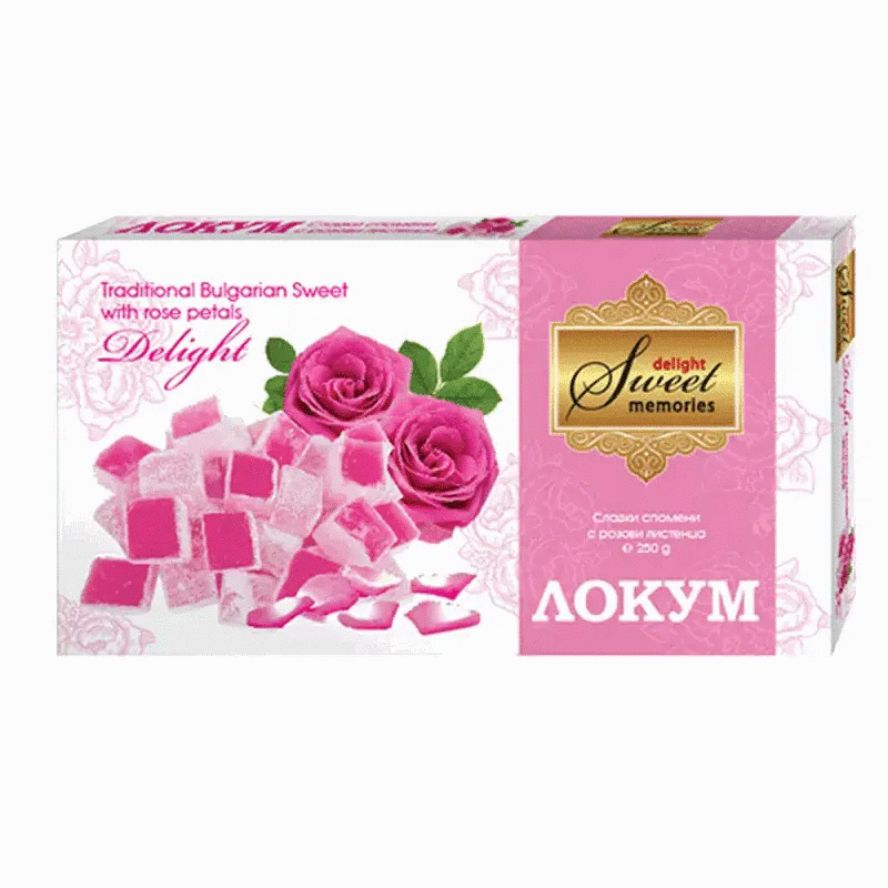 Lokum Delight Feinkost mit Rosenblättern Sweet Memories 250g - Bulgarian TreasuresBulgarian Treasures