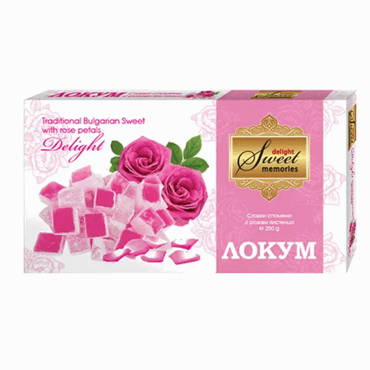 Lokum Delight Feinkost mit Rosenblättern Sweet Memories 250g - Bulgarian TreasuresBulgarian Treasures