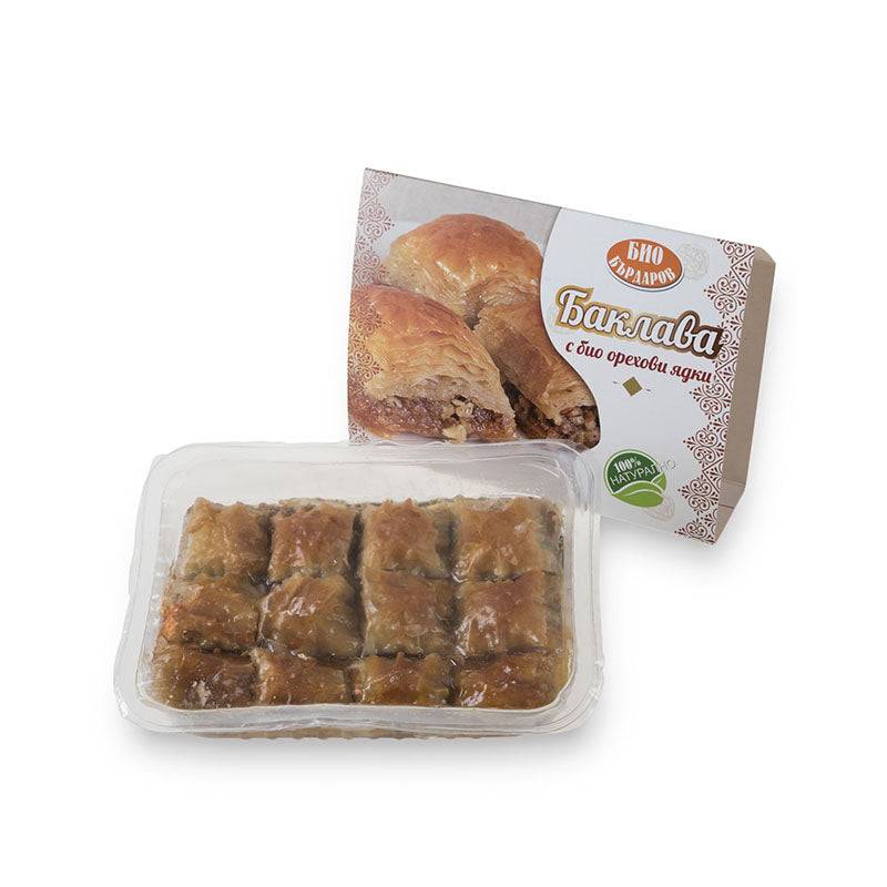Baklava Bardarov Bulgarien - Traditionelle Dessert | 300g in transparenter Verpackung mit Nüssen und Sirup, ideal für Feinschmecker und Geschenke.