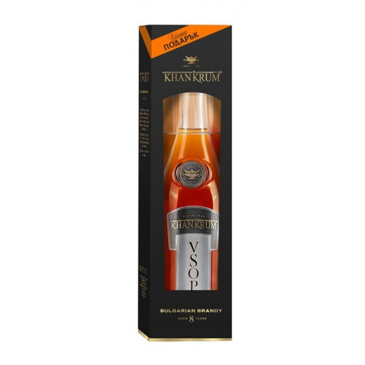 Khan Krum Brandy VSOP 8 Jahre 500ml mit Brandyglas Geschenk