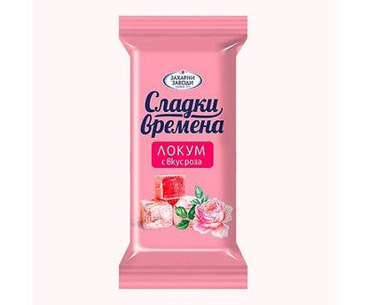 Lokum mit Rosengeschmack - Bulgarien | Süße Zeiten 30g in rosa Verpackung mit Rosenmotiv, ideal für Liebhaber orientalischer Süßwaren.
