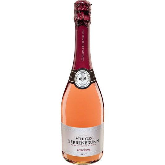 Schloss Herrenbrunn Rosé Sekt - 11% Alkohol, trocken, 0,75l Flasche mit edlem Design. Perfekt für festliche Anlässe und elegante Genusserlebnisse.