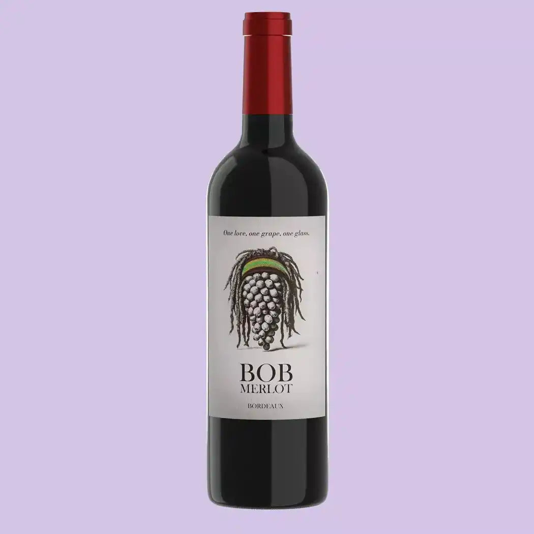 Vin Rouge Bob Merlot-Bordeaux - Rotwein 2019 mit rotem Etikett, 100% Merlot aus Frankreich, ideal für Weinliebhaber und gesellige Anlässe.