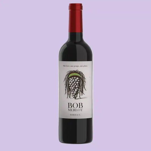 Vin Rouge Bob Merlot-Bordeaux - Rotwein 2019 mit rotem Etikett, 100% Merlot aus Frankreich, ideal für Weinliebhaber und gesellige Anlässe.