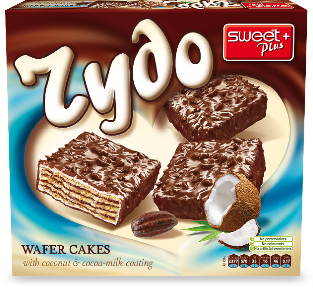 Sweet Plus Waffel mit Kakaocreme, Kokosnuss und Kakao-Milch-Glasur 180g