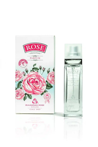Bulgarian Rose Perfume - 28ml mit eleganter Glasflasche und floraler Verpackung. Ideal für Damen, die einen klassischen Rosenduft suchen.