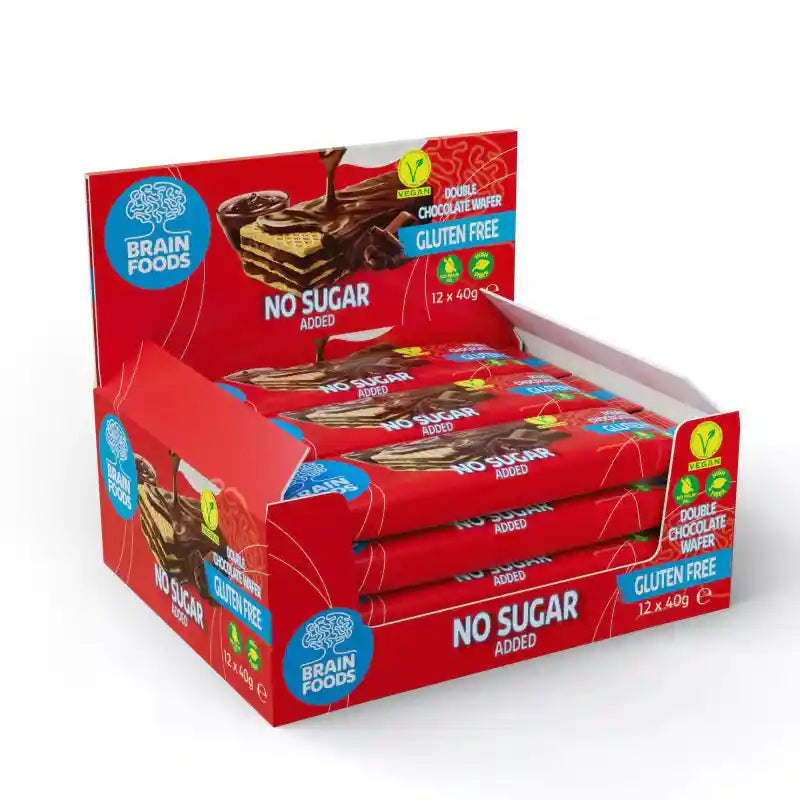 veganer Doppelte Schokoladenwaffel 40g Brain Foods - Bulgarian TreasuresBulgarian Treasures