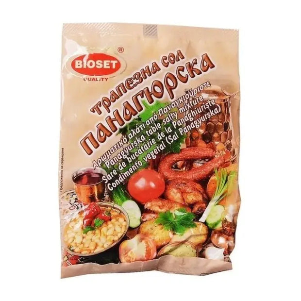Bioset Kräutersalz Panagyrska Salz 100g Gewürzmischung mit aromatischen Kräutern, ideal für bulgarische Küche und traditionelle Gerichte.