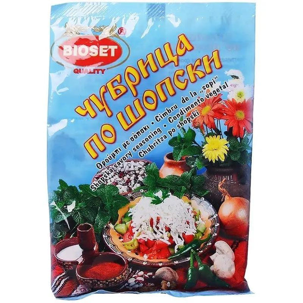 Tschubritza - Bohnenkraut po Shopski Bioset 40g Gewürzmischung in bunter Verpackung mit Salat, Kräutern und traditionellen Zutaten